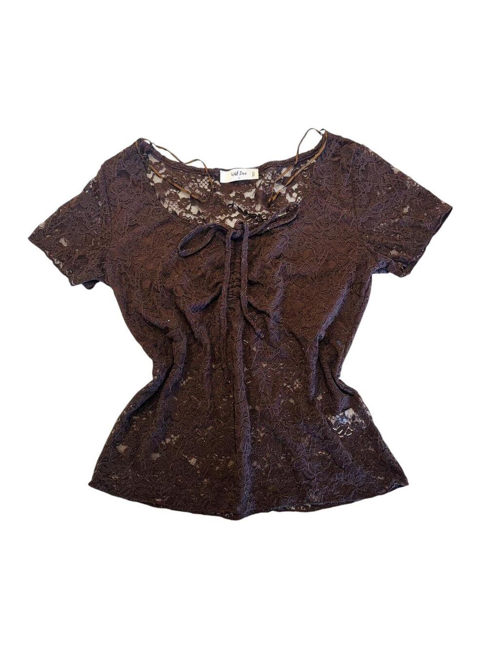 WILD LOVE Brown mesh top
